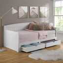 Alaterre Furniture Harmony Wood Daybed, Single, White Brazilian Pine Trundle Bed for Sleepovers with Kids, 2 Pull-Out Drawers, 440 lbs Weight Capacity, Twin-Size Bed, Modern, Sturdy, Durable