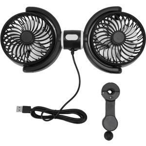Dual Car Cooling Fan 360 Rotatable 3 Speed USB Powered Backseat Fan for Van Truck SUV RV DC 5V
