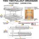 2-Tier Kitchen Cabinet Pull Out Shelf and Drawer Organizer Slide Out Pantry Storaqe Basket in Multiple Sizes (15" W x 21" D)