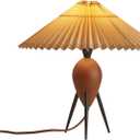 Vintage Red Wood Cute Table Lamp Desk Lamp for Living Room Bedroom Home Office, Decorative Boho Farmhouse Antique Rustic Industrial Mid Century Modern Bedside Nightstand Table Lamp