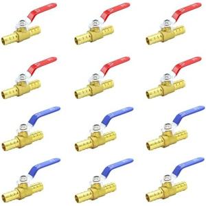 3/4 Inch PEX Ball Valves,12 Pcs PEX Brass Full Port Shut Off Ball Valve, Brass Full Port Quarter Turn Crimp Pex Valves for Hot and Cold Water