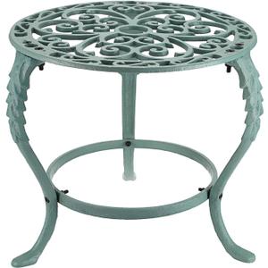 OwnMy Heavy Duty Cast Iron Plant Stand Vintage Wrought Iron Flower Pot Holder, Indoor Outdoor Large Plant Stand for Home Garden Patio, Decorative Round Potted Plant Holder Rack, Green (11.8" x 13" x 9")