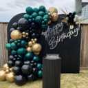 Emerald Green Black Gold Balloon Garland,144Pcs Forest Dark Green Black Gold Balloon Arch Kit for Graduation Baby Shower Jungle Birthday Spring Party Decorations