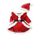 Baby Girl Christmas Outfits Santa Claus Romper Dress Velvet Long Sleeve Fur Trim Princess Dresses with Hat (Red, 3-6 Months)