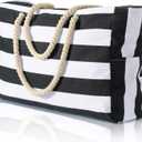 Becokan Beach Bag Large Beach Tote Bag for Women Waterproof Sandproof Swim Pool Bag With Zipper (Black)