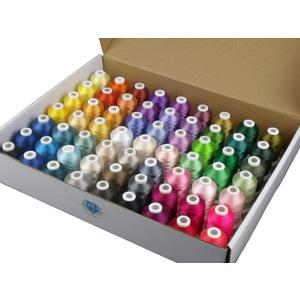 Simthread 63-Colour Polyester Embroidery Thread Kit, 63 Spools of 500 m, 40WT, Convertible to Brother Colour Chart, Compatible with Brother, Janome, Babylock, Singer and Other Embroidery Machines