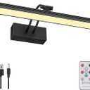 FUNCHDAY Picture Light,3CCT Battery Art Lights for Wall,Wireless Remote Painting Light with Timer and Dimmable,16Metal Display Lighting for Artwork,Portrait,Gallery (Black-L)