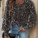 Zeagoo Women Button Down Shirts Lantern Long Sleeve Tops Business Casual Chiffon Blouses Trendy Work Clothes (Black, L)