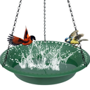 Bird Bath for Outside Heavy Duty, 12 inch Hanging BirdBath Bowl Only with 22” Rust-Proof Chains, Hanging Bird Feeder for Outdoors Water Tray or Bird Seed for Garden Backyard Decor (Green 1 Pack)