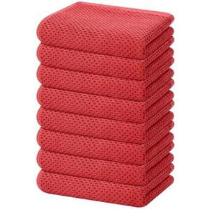 Homaxy 100% Cotton Waffle Weave Kitchen Dish Towels, Ultra Soft Absorbent Quick Drying Cleaning Towel, 13 x 28 Inches, 8-Pack, Brick Red