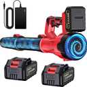 1500,000 RPM Cordless Leaf Blower - 21V Powerful Electric Handheld Leaf Blower with 24.0Ah Batteries &Fast Charger, 6 Speed,Lightweight for Yard,Deck,Lawn,Blowing Leaves,Patio,Dust,Snow Cleaning (Red)
