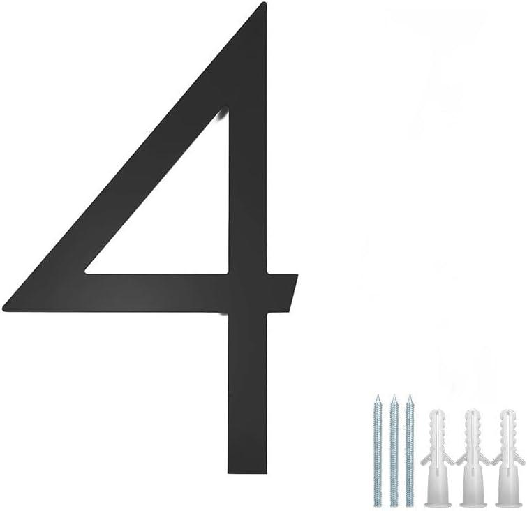 12" Large Stainless Steel Floating House Number, Metal Modern House Numbers, Mailbox Decor Number with Nail Kit for Outdoor Mailbox Yard Home Wall DoorGarage Gate,Coated Black (Black-4)