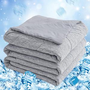 CHOSHOME Cooling Comforter Twin Size, Cooling Blanket for Hot Sleeper, Q-Max 0.45 Arc-Chill Cooling Fiber, Cool Soft Thin Breathable Summer Blanket for Bed, Couch, (60" x 90", Grey) (Gray)