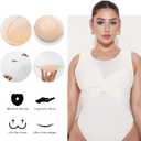 Invisible Lift Sticky Bra for Large Breasts - Women's Seamless Backless Strapless Push Up Adhesive Silicone Bra (Beige, L)