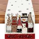 OTOSTAR Gnomes Snowman Elk Merry Christmas Table Runner, Xmas Seasonal Winter Holiday Kitchen Dining Table Decoration for Home Party Decor 13x36 Inch