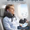 Heated Travel Neck Pillow with Vibrating for Airplane, Memory Foam | Ergonomic Memory Foam Neck and Head Support, 3 Heat & 3 Vibrating Levels, Adjustable fit, Soft Washable Cover