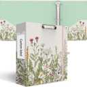 3 Ring Binder 3 Inch, Cute Decorative Hardcover Low Profile Clipboard with Storage, 3'' Round Ring Binders for Letter Size Paper, Durable Binder Organizer for School Office Supplies(Garden Flowers)