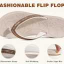 ONCAI Flip Flops for Women, Beach Thong Sandals Womens with Arch Support, Dressy Rhinestone Comfortable Yoga Mat and Non Slip Rubber Soles for Summer US Size 5-11 (6, Ivory White)