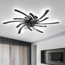 31" Ceiling Fan with Lights, Modern Flush Mount Low Profile Fan with Remote, Black for Bedroom, DWF021-B