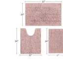 Striped Dusty Pink Bathroom Rug Set 2 Pieces Ultra Soft, Non Slip Chenille Bath Carpet, Absorbent Plush Shaggy Bath Mats for Bathroom, Toilet, Bedroom, Kitchen 32x20, 24x22