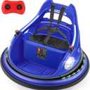 ELEMARA Bumper Car, 1.9MPH Max, 12V Electric Car for Kids W/Parent Remote, Bluetooth Ride on Toys, Ride on Car W/2-Speed, 2 Driving Mode, 360Spin, Music,5 Lighting Mode, DIY Stickers, Blue