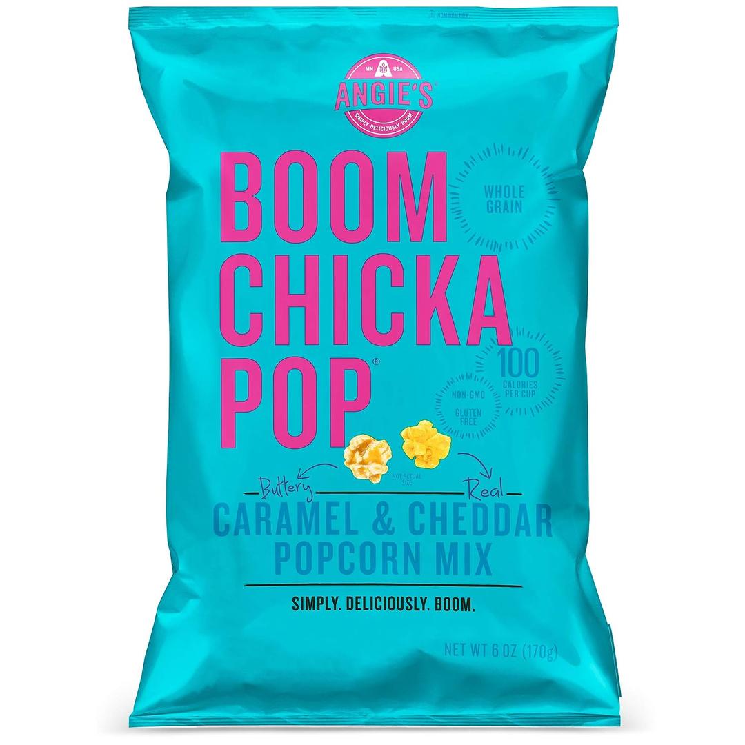 Angies BOOMCHICKAPOP Caramel & Cheddar Popcorn Mix, 6 Ounce Bag (Pack of 12 Bags) Best By 8/10/26