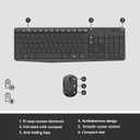 Logitech MK235 Wireless Keyboard and Mouse Combo for Windows, 2.4 GHz Wireless Unifying USB Receiver, 15 FN Keys, Long Battery Life, Compatible with PC, Laptop