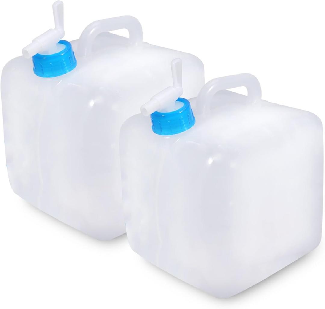 BEWBBAT 2 Pack 5.3 Gallon Collapsible Water Container with Spigot, Portable Foldable Water Container, Camping Water Storage Jug Tank for Outdoor Sports Camping Hiking Emergency