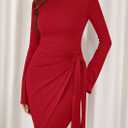 PRETTYGARDEN Women 2025 Mini Bodycon Dresses Long Sleeve Ruched Fitted Short Night Out Trendy Party Club Outfits Fall Clothes (XL)