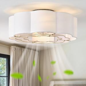 20" Low Profile Ceiling Fan with Light, Caged Flush Mount Ceiling Fan with Light Remote Control, Boho Bladeless with 6 Speeds for Bedroom, Nursery, Living Room.