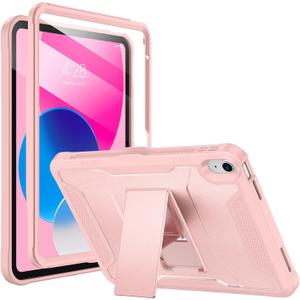 Soke Case for iPad (A16) 11th Generation 11-inch 2025, iPad 10th Generation 10.9-inch 2022, with Built-in Screen Protector and Kickstand, Rugged Full Body Protective Cover - Pink