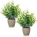 FAVOWREATH 2 Pack Fake Plants Ceramic Mini Artificial Greenery Potted Plants for Home Decor Office Decor Room Decor Farmhouse Decor Indoor Table Bathroom Decor