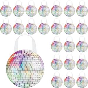 Shihanee 24 Pcs Disco Goodie Bags Disco Ball Non Woven Gift Bags with Handles Retro Candy Treat Bag for 70s 80s 90s Bachelorette Birthday Dance Party Favor Supplies