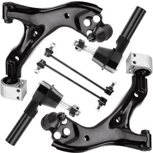 6PCS Front Lower Control Arm for Chevy Equinox 2005-2009 (08-09 3.4 V6), Pontiac Torrent 2006-2009 (08-09 3.4 V6), Saturn Vue 2002-2007 w/Ball Joint + Outer Tie Rods Suspension Kit K621129 K621136