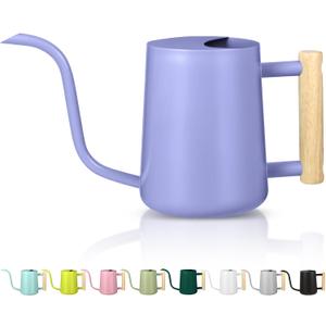 Watering Can Indoor Plants, 35oz Small Stainless Steel Metal Watering Can Modern Decorative Watering Pot with Long Spout for Indoor House Plant Bonsai Garden Flowers (Purple)