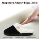 Womens Warm Knit House Slippers, Comfy Memory Foam Winter House Shoes, Soft Plush Slip-On Bedroom Slippers for Indoor and Outdoor (7-8, Black)
