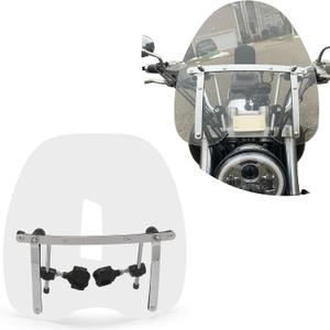 ECOTRIC Universal 18"x16" Clear Windshield Compatible with Harley Davidson Honda Kawasaki Suzuki Yamaha Motorcycle Transparent Windscreen w/Chrome Standard Hardware