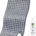 Electric Heating Pad, Dual Mode Controller (Manual and auto Off Mode),Multiple Safety protections,9 Temperature Settings, Comfortable Soft for Cramps/Pain Relief, Machine Washable12"x 24" Grey