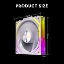 PC Fan JM-V2 RS 120 Infinity Mirror Module Daisy-Chain ARGB Fan 120mm Triple Pack Suitable for Computer Case & 360mm AIO Cooler (White)