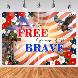 Avezano Patriotic Soldier Backdrop American Flag Patriotic Soldier Free&Brave Backdrop Home of The Free 4th of July Background for Independence Day Veterans Day Memorial Day Decoration (7x5ft)