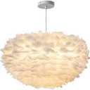 KCO Lighting Nordic Feather Pendant Light 23.6" Feather Hanging Light Fixture Romantic Feathers Ceiling Lamp for Girls Room Living Room Bedroom Decoration (60cm/23.6'')