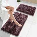 Yimobra Bathroom Rug Set 2 Piece, Luxury Shaggy Bath Mat Set with Non Slip Backing, Ultra Soft & Absorbent Mats for Bathroom Floor, Machine Washable, 31.5"x20"+24"x17", Dark Purple