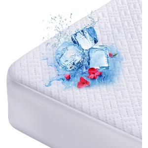 Cooling Waterproof Mattress Protector California King Size, Mattress Cover 3D Air Fabric Mattress Pad Cover Smooth Soft Breathable Noiseless, 8''-21'' Deep Pocket