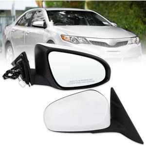 Lqito Right Passenger Side Mirror Compatible With 2012 2013 2014 Toyota Camry with Manual Folding Power Glass Non-Heated White Replace#87908-06400(3Pins)