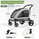 Large Dog Stroller - Dual Entry Safety Folding Pet Stroller with Adjustable Handle, All-Terrain 4-Wheel, 160 lbs Weight Capacity for Travel & Outdoor Adventures - Gray