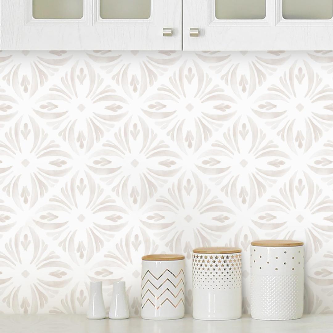 Modern Geometric Peel and Stick Wallpaper Boho Contact Paper Neutral Self Adhesive Removable Wallpaper for Kitchen Bedroom Bathroom Waterproof White Contact Paper for Cabinets 590inL 17.3inW