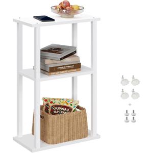 TUTOTAK Small Side Table, Narrow End Table, Bedside Table, Couch Side Table with Wheels for Living Room or Bedroom, White TB01BW061