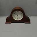 Bulova B1931 Sturbridge Brown Cherry Hardwood Tambour Shape Decorative Mantel and Table Top Clock with Cream Dial and Metal Spade Hands