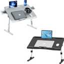 Foldable Laptop Bed Tray Desk, Adjustable Laptop Bed Table with Heights and Angles, Upgraded-Sturdy Laptop Lap Desk for Bed/Sofa/Couch/Floor, laptop bed stand (Grey - XL, Black - L)
