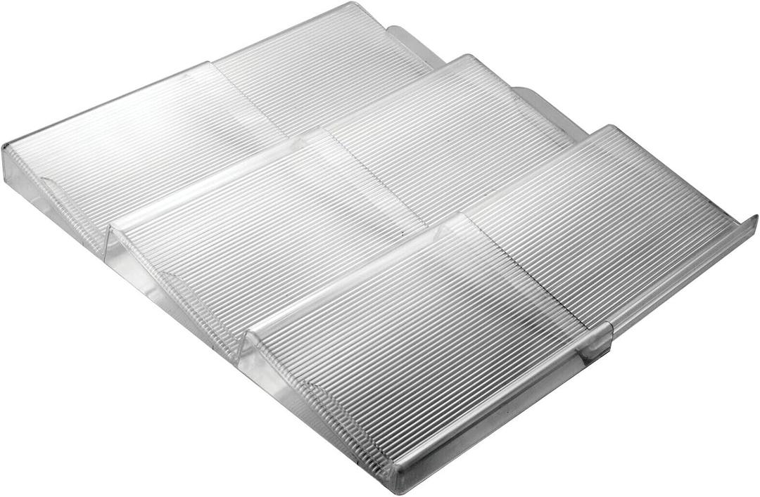 mDesign Expandable Plastic Deluxe Spice Rack, Drawer Organizer for Kitchen Cabinet Drawers, 3 Tier Slanted for Spice Jars, Food Seasoning Bottle Storage, Ligne Collection - Smoke Gray (Pack of 1)